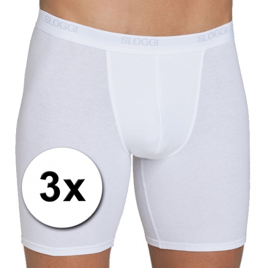 3x sloggi ondergoed basic long boxershort wit